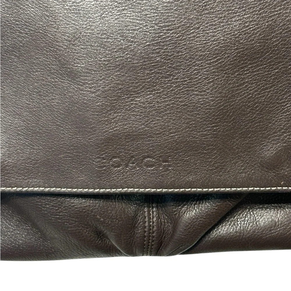 Coach Men's Heritage Web Brown Leather Messenger Bag with Adjustable Strap
